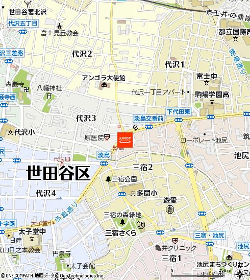 まいばすけっと世田谷淡島店付近の地図
